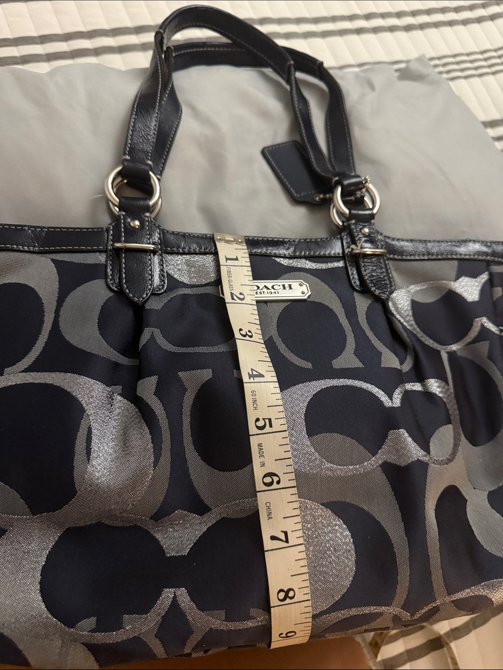NWT COACH Gal Opt Met Signature Tote,shoulder bag size Medium 3H00066983 Blue - Picture 16 of 16